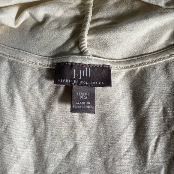 J. Jill Cream Faux Wrap Rayon Stretch Top Size XS - Picture 2 of 6